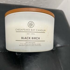 Chesapeake Bay Black Birch Candle in White Jar with Tan Lid